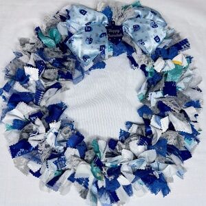 HANUKKAH RAG WREATH 14" HANDCRAFTED DOOR WALL DECOR BEAUTIFUL ONE OF A KIND GIFT